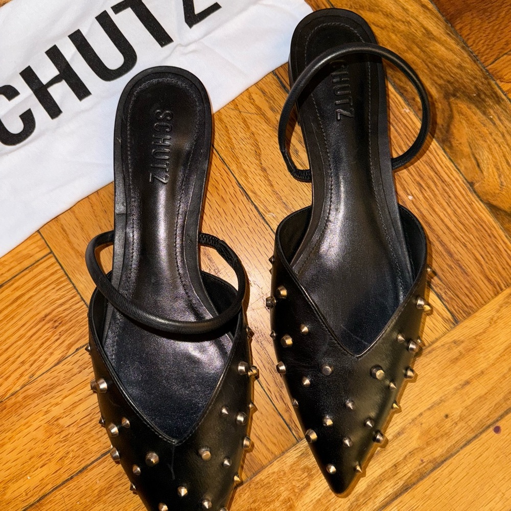 SCHUTZ Black Studded Mules